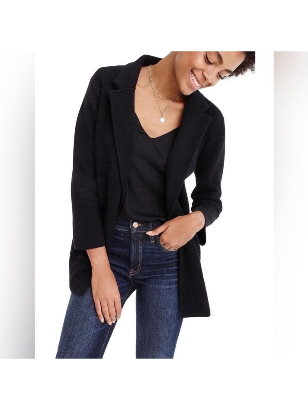 J Crew Black Open-Front Sweater Blazer XXS